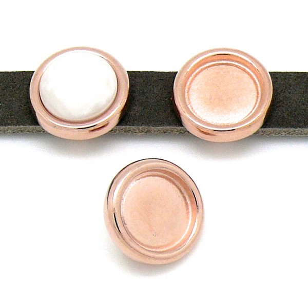 DQ schuifkraal setting voor cabochon 12mm. Rosé goud