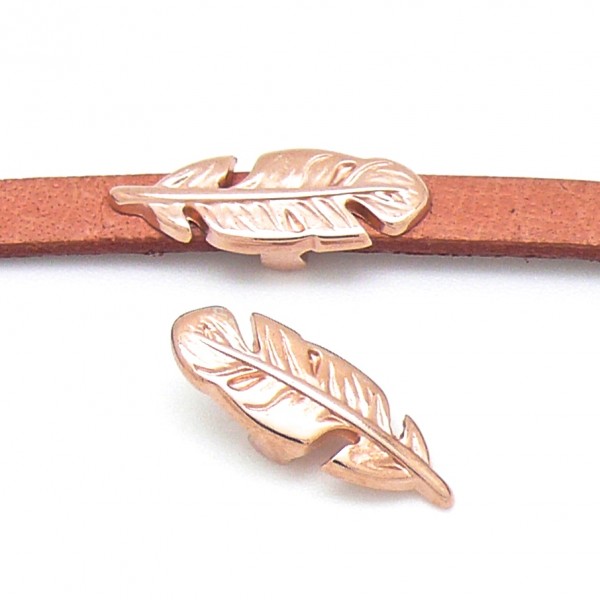 Schuifkraal veertje, maat 7.5x21mm, Rose goud