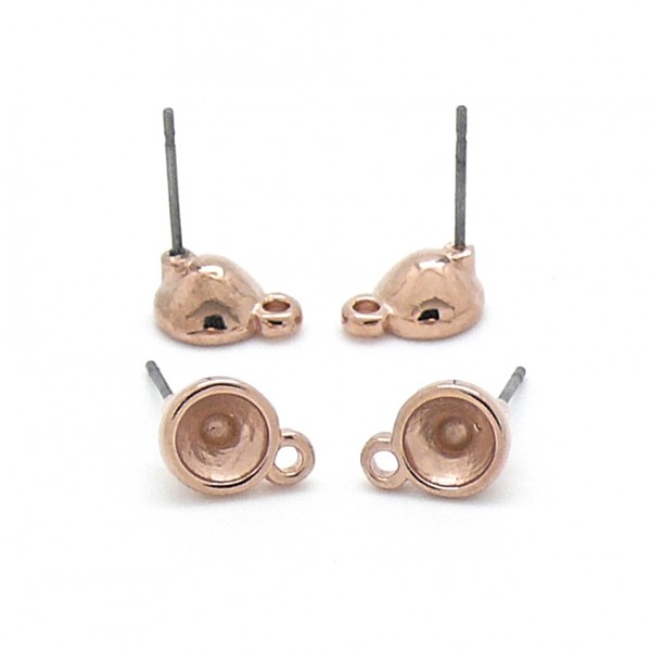 Oorsteker voor SS24 met 1 oogje, maat 7x9.5mm, Rose Goud