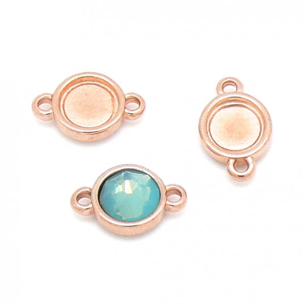 Tussenzetsel met setting voor flatback SS34, 9x14mm, Rose goud