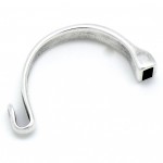 Halve armband 'haak', 33x60mm, gat 4x8mm, Antiek zilver