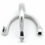 Halve armband 'haak', 33x60mm, gat 4x8mm, Antiek zilver - Afbeelding 2
