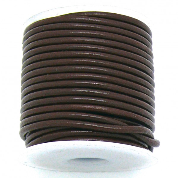 DQ rond leer ca. 2mm, Tan Brown, per meter