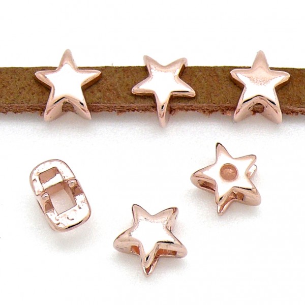 Schuifkraal ster, maat 9x9mm, Rose goud