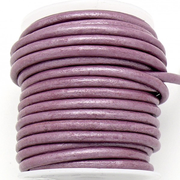 DQ rond leer ca. 4mm, Metallic Magenta, per 1 meter