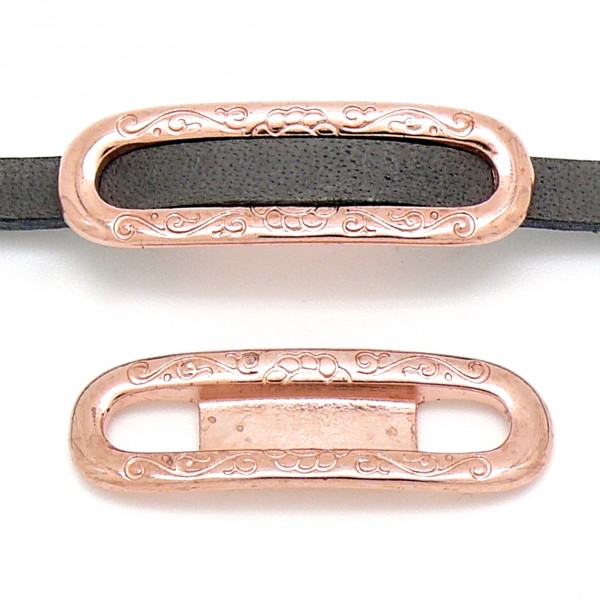 Schuifkraal Sierlijk voor 5mm breed leer, DQ Rose Goud