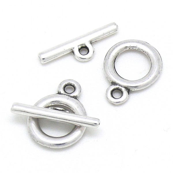 Kapittelslot rond, maat 14x19mm, Antiek zilver