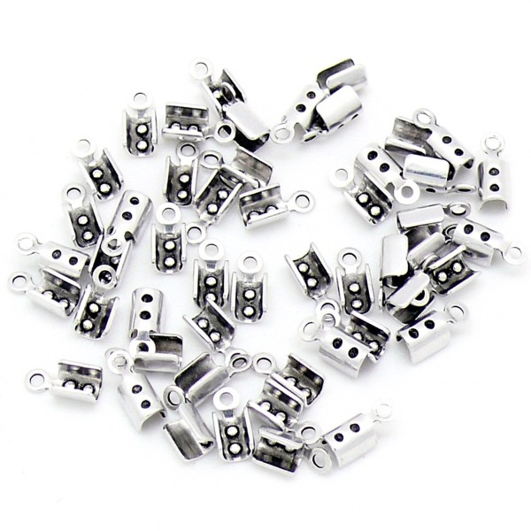 DQ veterklem voor koord 1.5/2mm, maat 3x8mm, Antiek zilver per 10 stuks