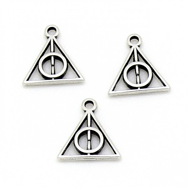 DQ bedel triangel, maat 12x10mm, Antiek zilver