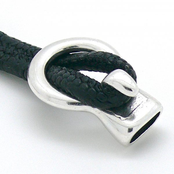 Haaksluiting, gat 11x5.3mm, Antiek zilver