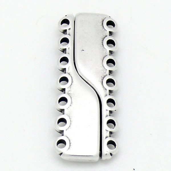 Magneetsluiting met 7 ringen, gatmaat: 2,2mm, Antiek zilver