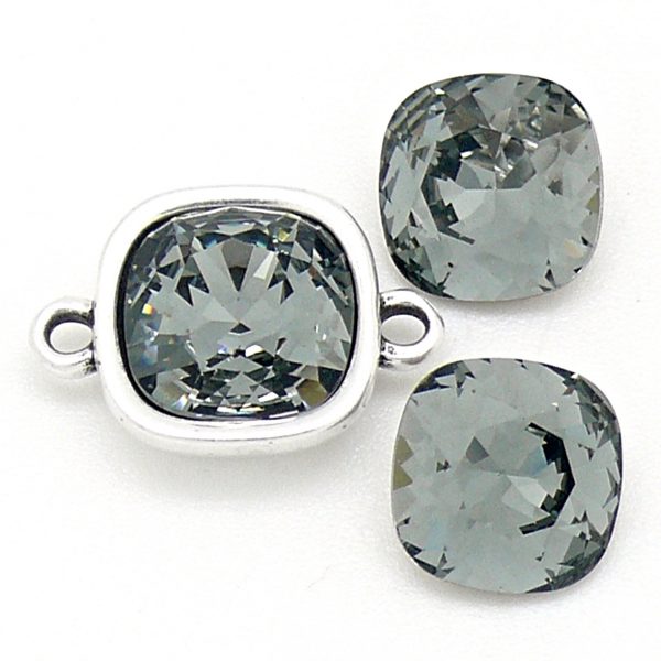 Swarovski Square 4470, Black Diamond, 10x10mm