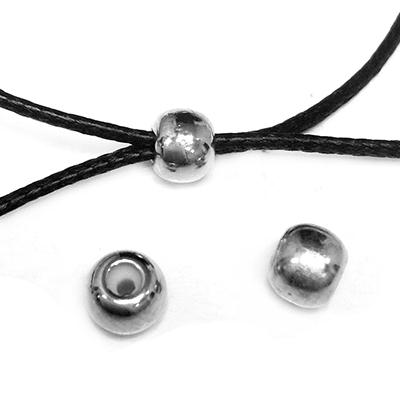 DQ stopkraal 6mm voor 2 koorden van 1mm, Antiek zilver