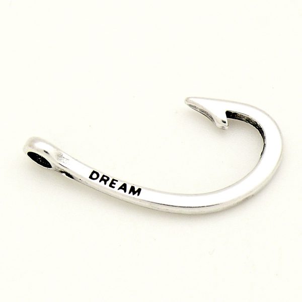 DQ sluiting haak met tekst 'dream' Antiek zilver