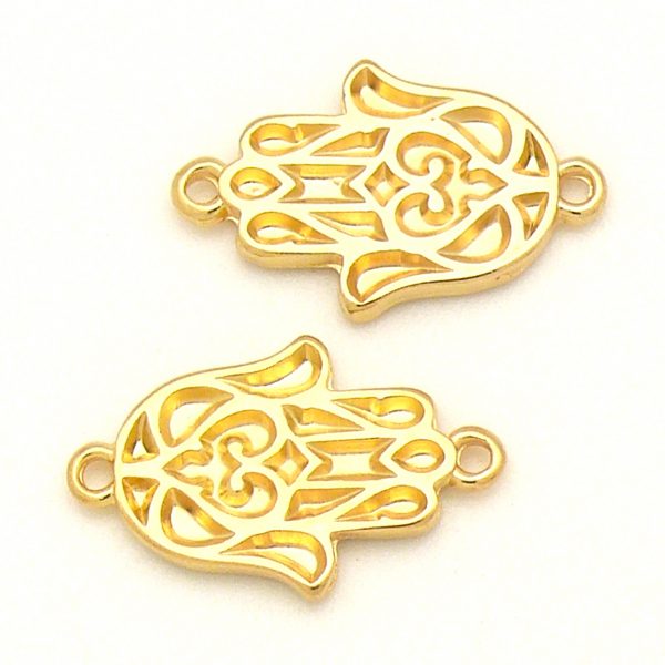 Tussenzetsel hamsa hand, maat 14x21mm, Goud