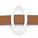Schuifkraal ovaal voor 10mm breed leer, 18x35mm, Antiek zilver