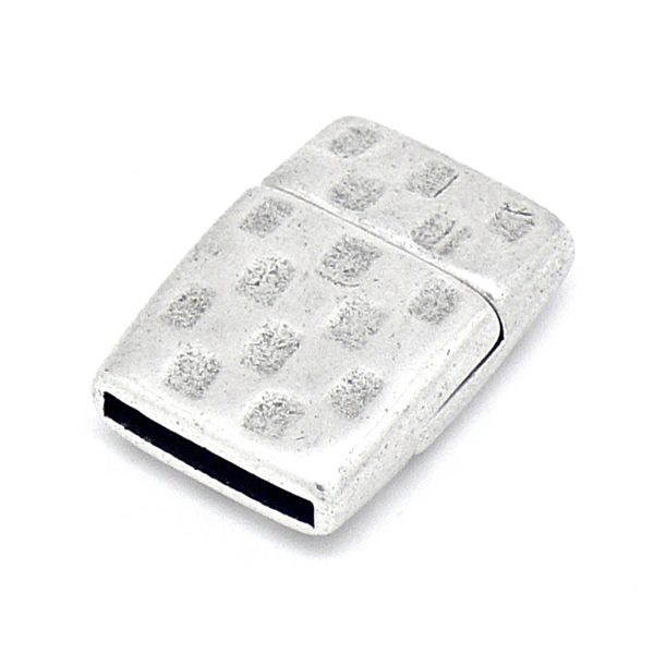 DQ magneetsluiting hamerslag voor 15mm breed leer, Antiek Zilver