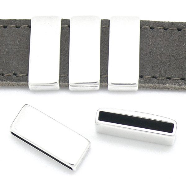 Schuifkraal rechthoek, gat 20x2.5mm, Antiek zilver