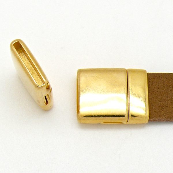 Magneetsluiting plat, Gatmaat 2x15mm, Goud