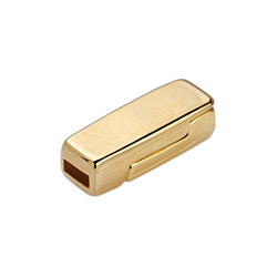 Magneetsluiting Rechthoek, 5mm leer, DQ Goud