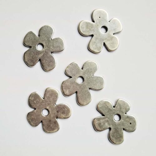 Hanger Flower Power Bloem, DQ Antiek Zilver