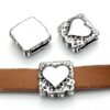 Schuifkraal Vierkant + hart voor 10mm breed leer, DQ Rose Goud - Afbeelding 3