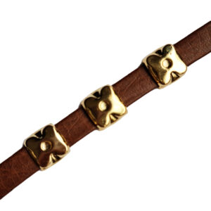 Schuifkraal vierkant voor 10mm breed leer, DQ Antiek zilver