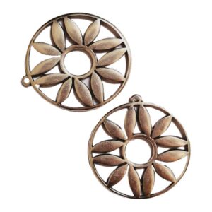 Hanger cirkel met bloemblaadjes, DQ Antiek Zilver