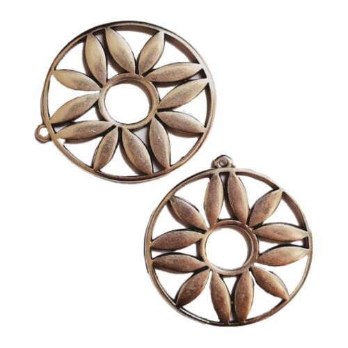 Hanger cirkel met bloemblaadjes, DQ Antiek Zilver