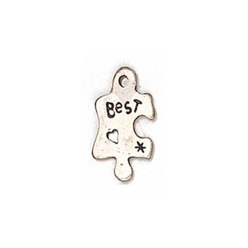 Bedel Puzzelstukje "Best", DQ Antiek Zilver