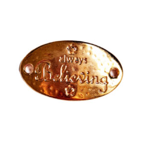 Tussenzetsel met tekst 'Always Believing', DQ Rose Goud