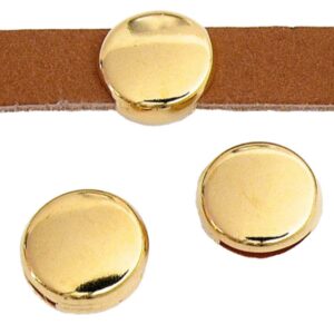Schuiver Rond 19mm - 10mm breed leer, DQ Goud