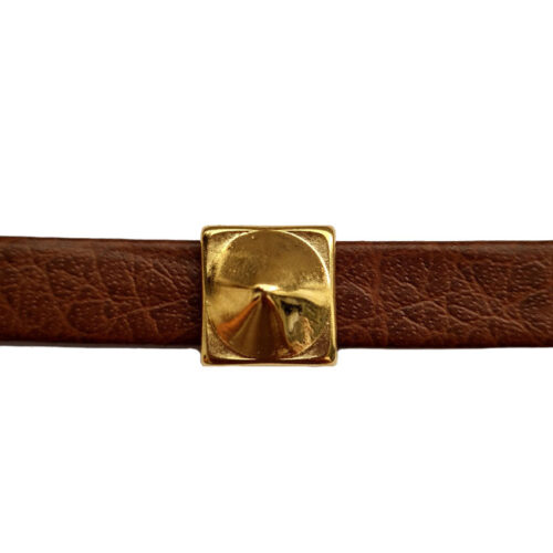 Schuifkraal spike 14mm voor 10mm breed leer, DQ Goud