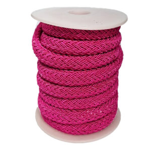 Regaliz braided koord 8x10mm, Fuchsia