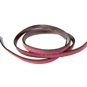 Leer DQ reptiel met zilveren ketting, Fuchsia