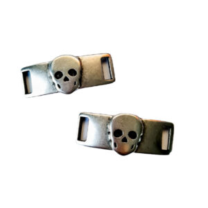 Tussenzetsel glad met skull, DQ Antiek Zilver