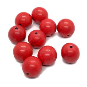 Keramieke kraal, rond, rood, 10mm, gat 1mm