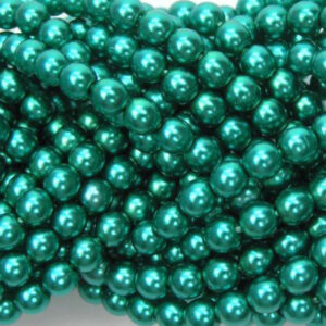 Glasparels, teal, 6mm