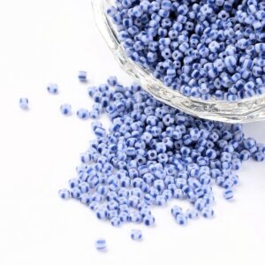 Rocailles, blauw gestreept, 1,5mm