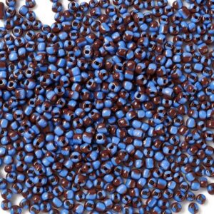 Rocailles, blauw-bruin gestreept, 2mm