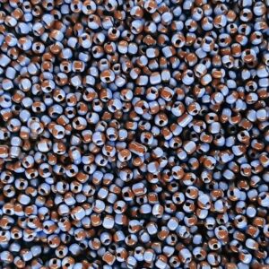 Rocailles, bruin blauw gestreept, 3mm