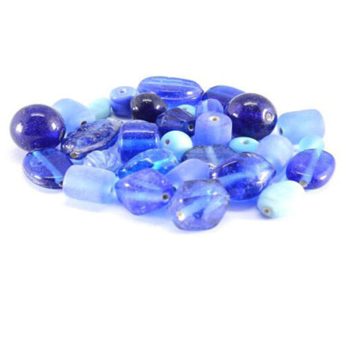 Glaskralenmix, basis, blauw