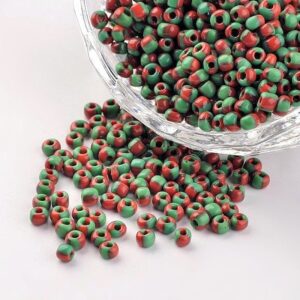 Rocailles, groen rood gestreept, 3mm