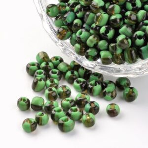 Rocailles, groen zwart gestreept, 3mm