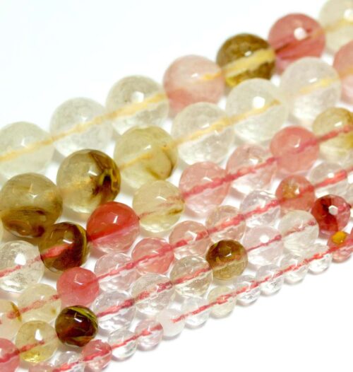 Mixed Cherry Quartz Facet, 12 mm