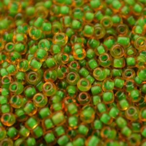 Rocailles, groen met bruine gloed, 4mm