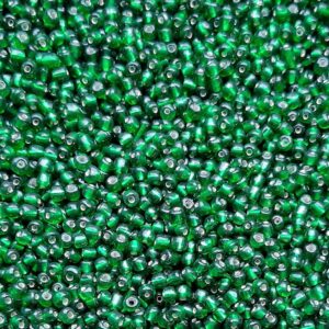 Rocailles, emerald met zichtbare kern, 4mm