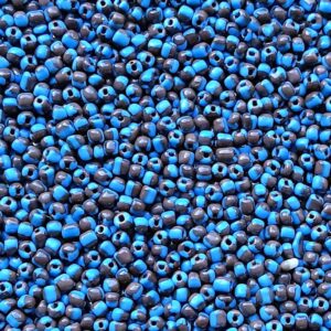 Rocailles, licht blauw-bruin gestreept, 4mm