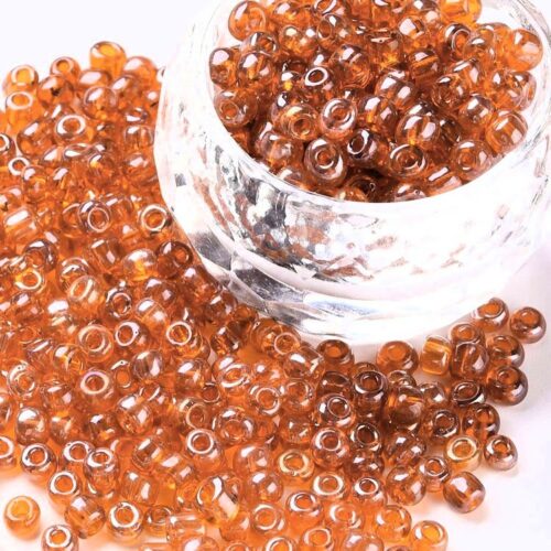 Rocailles, oranje met glans, 4mm