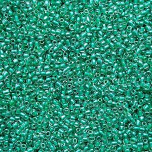 Rocailles, transparant met groene kern, 4mm